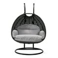 thumbnail image 2 of LeisureMod Mendoza Charcoal Wicker Hanging 2 Person Egg Swing Chair with Stand & Light Grey Cushions, 2 of 9
