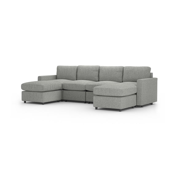 Sofá Seccional Modular Adapti 4 Plazas + Dos Otomanos | Gris Niebla