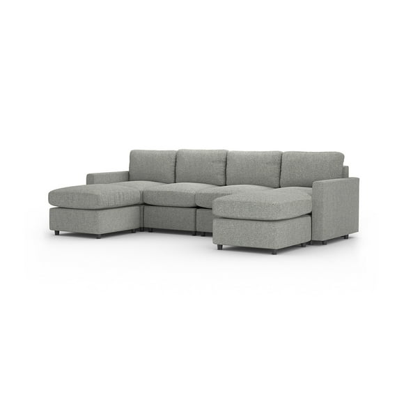 Sofá Seccional Modular Adapti 4 Plazas + Dos Otomanos | Gris Niebla
