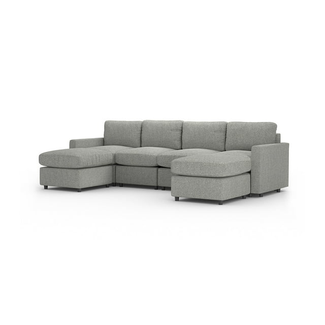 Sofá Seccional Modular Adapti 4 Plazas + Dos Otomanos | Gris Niebla