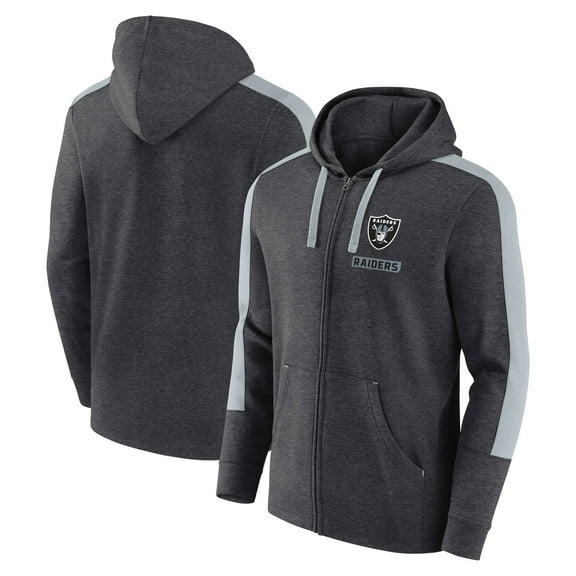 Men's-Fanatics Heather Charcoal Las Vegas Raiders Gains Full-Zip Hoodie