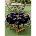 thumbnail image 3 of Outdoor Tablecloth with Umbrella Hole and Zipper, Purple Olive Fruits Round Table Cloth 54 Inch Waterproof Tablecloth, Spring Farm Branches Leaves Plants Black Picnic Table Cover for Patio Camping, 3 of 7
