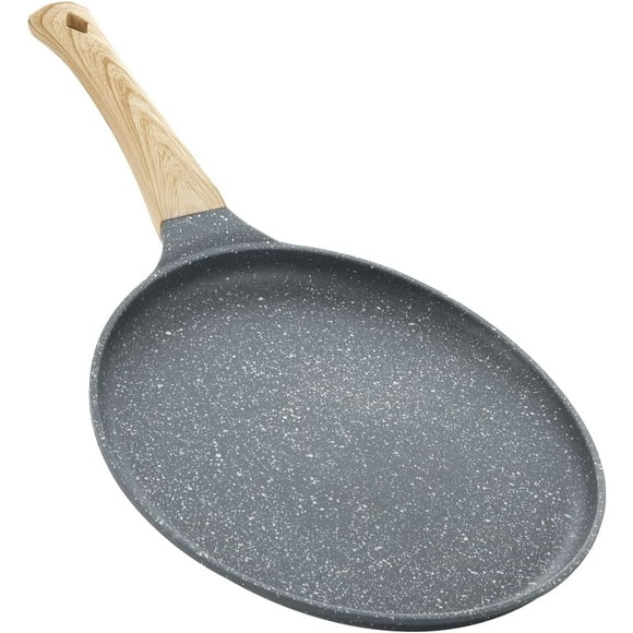 Nonstick Crepe Pan,9.5 Inch Dosa Tawa,Tortilla Pan with Low pot edge and Detachable Handle,Induction compatible pancake pan