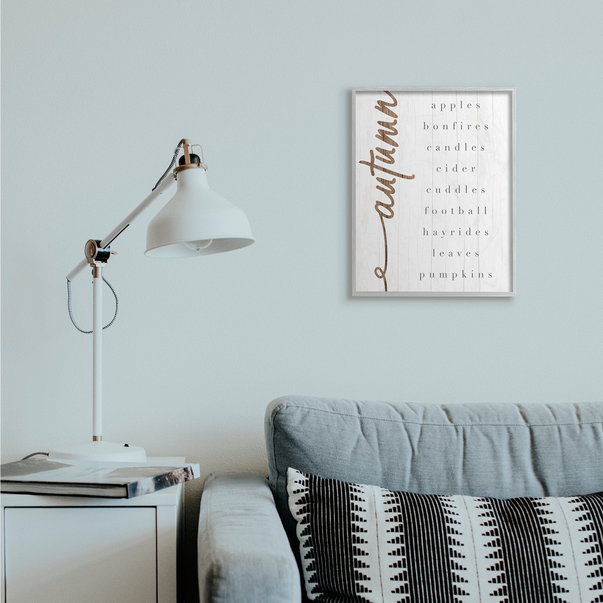 Stupell Industries Autumn Harvest Season Checklist Country Charm Grey Framed, 16 x 20, Design by Daphne Polselli