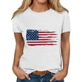 thumbnail image 4 of Qzwdhjm Womens USA Flag Shirts Crew Neck Short Sleeve Tshirts Graphic Tees Crew Neck Loose Summer Shirts Patriotic Going Out Top, 4 of 5