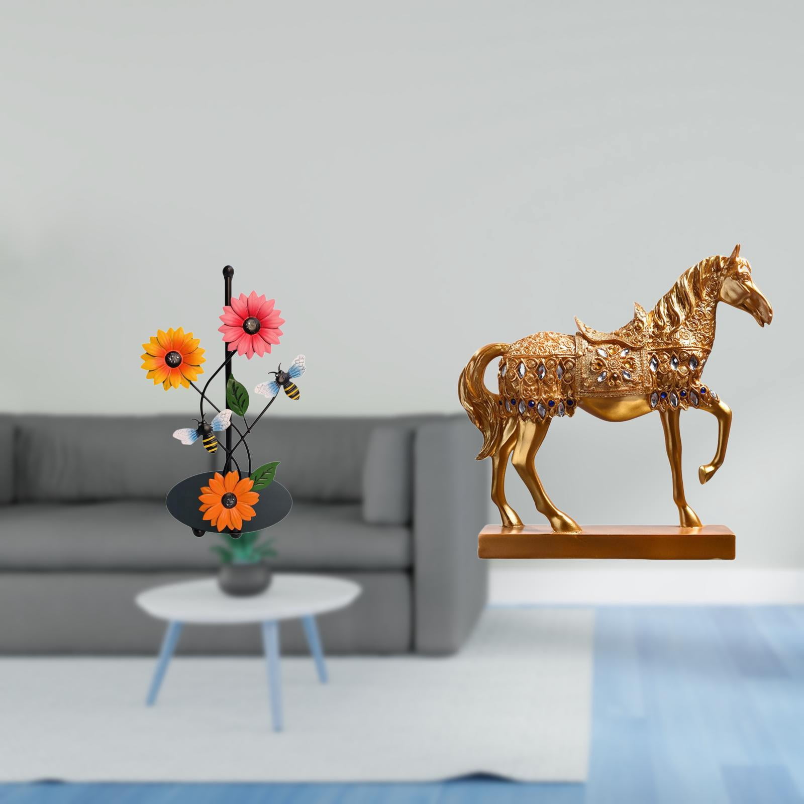 Fiocias Horse Paper Towel Holder Dispenser Non Slip Vertical Tissue Holder Rack Figurine Decoration Animal Sculpture Engraved Resin Figurines for Home Office