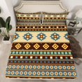 thumbnail image 2 of Feelyou Brown Bohemian Aztec Queen Sheet Sets, Hippie Trible Style Flat Sheet, Retro Western Triangle Queen Fitted Sheet, Ultra Soft Bedroom Decor, 4-Piece, 2 of 7