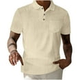 thumbnail image 3 of Eryao Men's Textured Button Down Shirt Casual Collar Loose Blouse Summer Trendy Short Sleeve Basic Shirts with Chest Pocket,Beige,S, 3 of 6