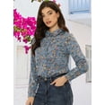 thumbnail image 2 of CamiFloral Con Botones Y BluDe ManLarCon Cuello En PunPaMujer Gris Azul XL, 2 of 6