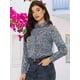 thumbnail image 2 of Camisa floral Allegra K con Botones Y Cuello en punta Gris Azul L, 2 of 6