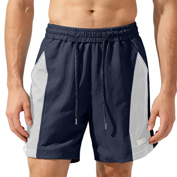 Gym Shorts Men Color Block Drawstring Summer Loose Fit Outdoor Casual Elastic Waistband Workout Shorts Men With Pockets