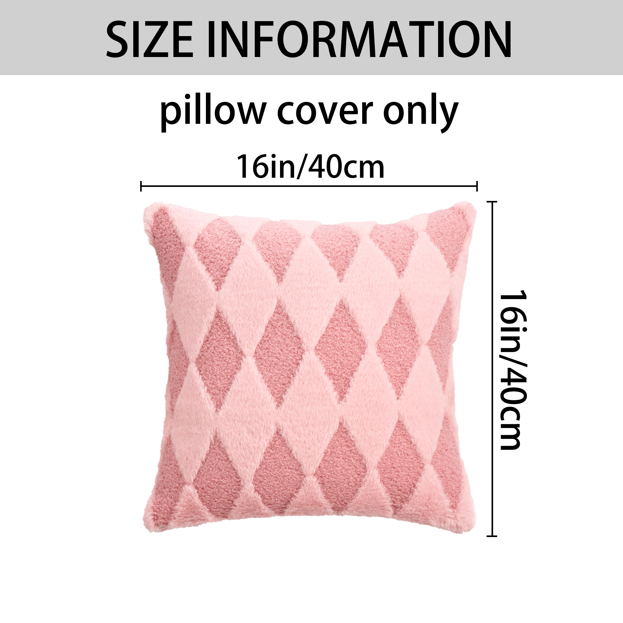 Unique Bargains Pack of 2 Plush Throw Pillow Covers with Diamond Pattern Pink