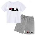 thumbnail image 3 of Conjunto de 2 piezas de camiseta y pantalones cortos con letras de marca de moda de verano para niños y niñas de 3 a 13 años, top informal de manga corta, conjunto deportivo Sunshine, 3 of 5