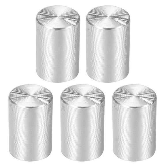5 pcs Potentiometer Knob Knurled Shaft Silver Tone Aluminum 6mm Shaft Dia. Rotary Knob 10mmx15mm Volume Control Knob