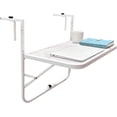 thumbnail image 1 of Folding Balcony Hanging Table Outdoor Folding Railing Table, 3 Height Adjustable and Foldable Space Saving, Width from 0.19 inch to 4.92 inch, Suitable for Patio, Balcony and Deck White, 1 of 1