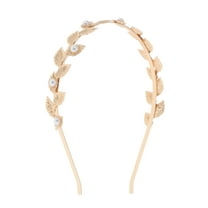 Unique Bargains 1 Pc Cute Leaf Pearl Headbands for Women Gold Tone