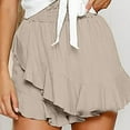 thumbnail image 6 of JINMGG Shorts for Women Clearance $5 Women Shorts Summer Casual Loose Solid High Waist Ruffles Short Beige S, 6 of 9