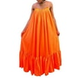 thumbnail image 2 of Genuiskids Women's Plus Size Sleeveless Long Dress Spaghetti Strap Ruched Ruffle Hem Dress Oversized Beach Casual Loose Long Swing Sundress, 2 of 8