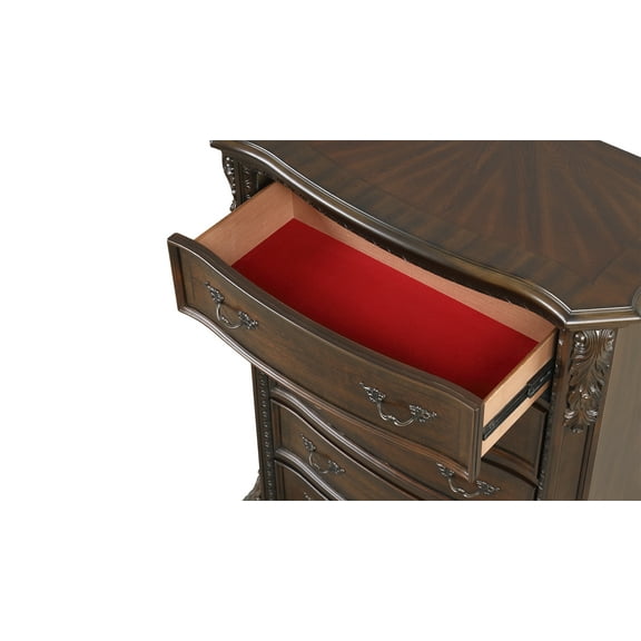 Vintage Traditional Style 5-Drawer Chest Made With Wood in Walnut