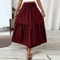 thumbnail image 7 of Women’s High Waist Maxi Skirt with Smocked Elastic Waistband and Tiered A Line Silhouette Casual Long Skirt with Pockets Wine M, 7 of 7