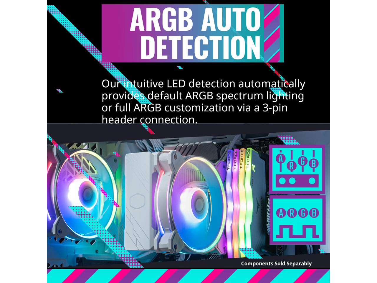 CoolerMaster Hyper 212 Halo 120mm ARGB CPU Air Cooler, White