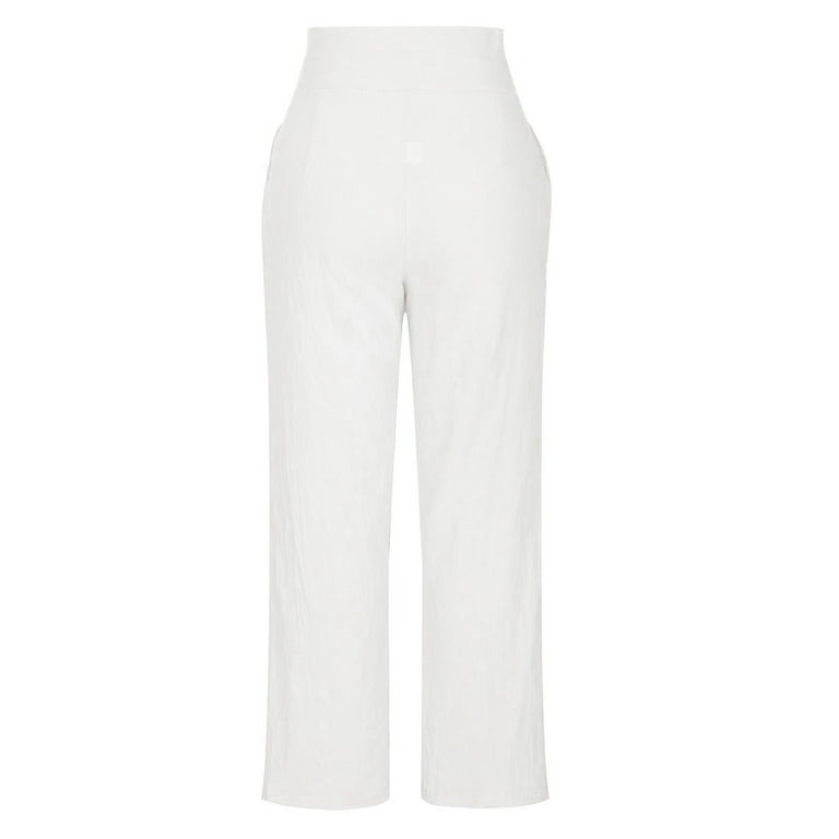 パンツ PAROSH Women Straight Pants D232445 CANYOX25 001 White XFLWAM Spring Summer Long Straight Wide Leg Trousers with