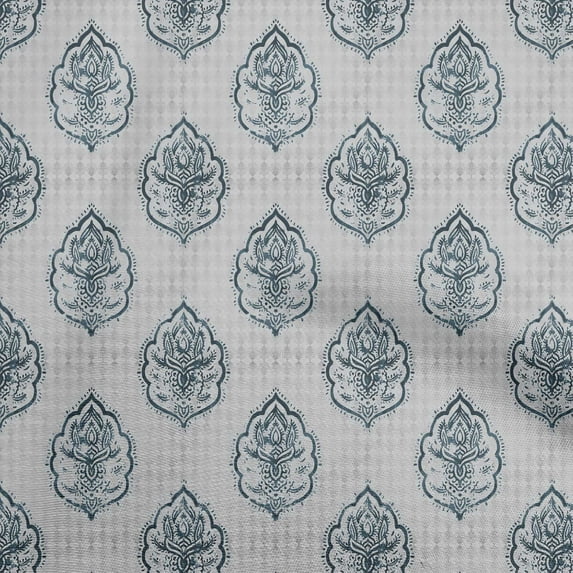 oneOone Cotton Poplin Light Gray Fabric Asian Block Dress Material Fabric Print Fabric By The Yard 42 Inch Wide