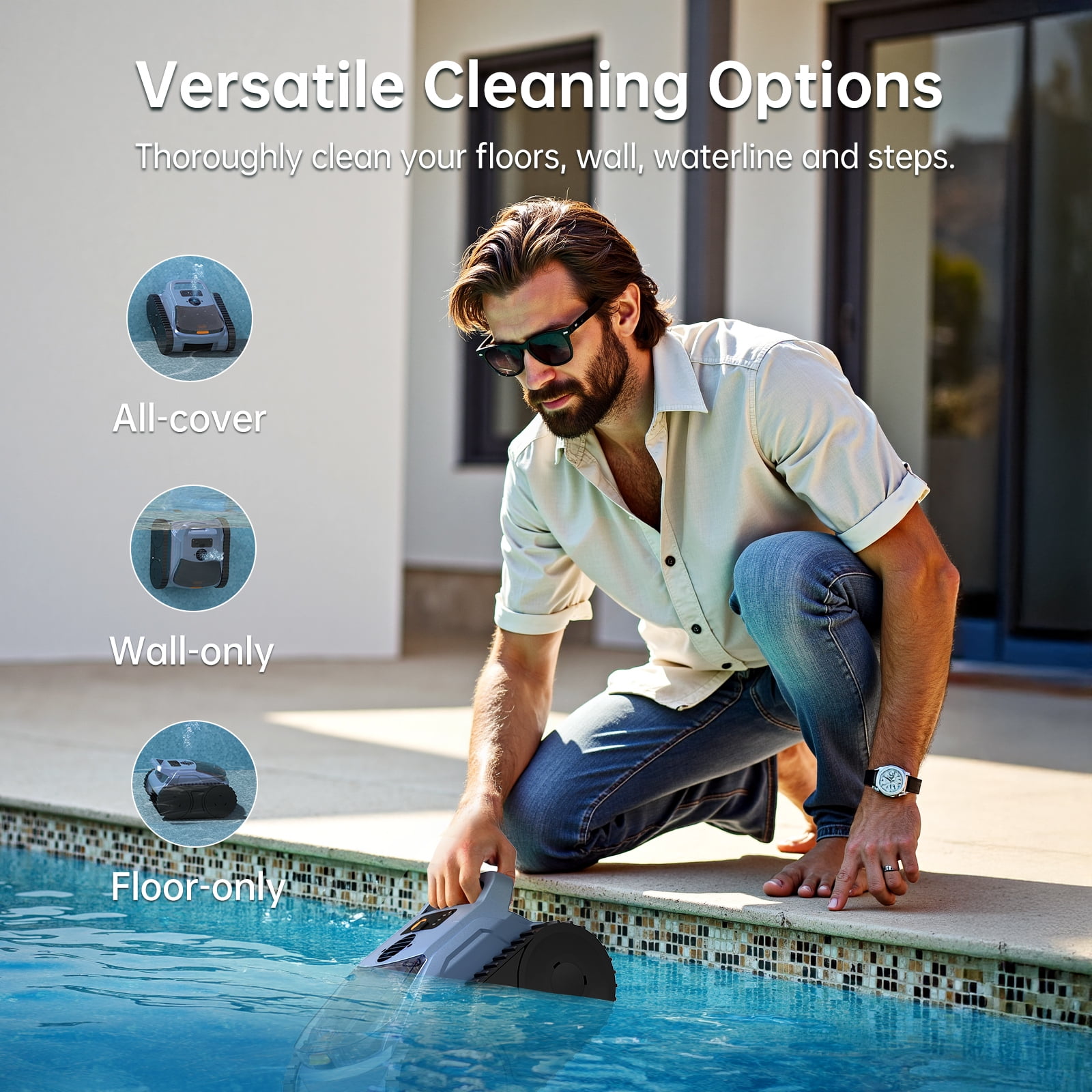 Cordless Robotic Pool Vacuum Pool Robot Cleaner with Wall Climbing for Inground Pool and Above Ground Pool