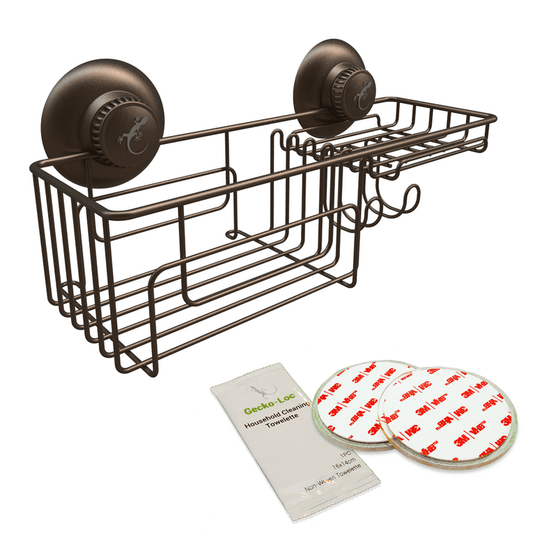 Gecko-Loc Super Suction Cup Combo Shower Caddy Single Shelf Basket