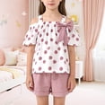 thumbnail image 3 of EnJoCho Kid Girls Clothes Outfits Bowknot T-Shirt + 2 In 1 Denim Short Skort Summer Clothing Set, Girls Shirt and Shorts Set Kindergarten Starter Pack Size 4-10 Years, 3 of 9