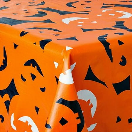 UPC 617529430173 product image for Midnight Market Pumpkin Party Vinyl Tablecloth Harvest Halloween Table Cloth X84 | upcitemdb.com