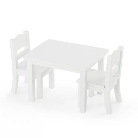 Doll Table and Chairs Set - White