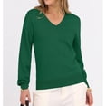 thumbnail image 6 of Garbnen Women's Sweater Knitted Basic V Neck Women's Long Sleeve Tops Lightweight Soft Fall Winter Warm Dressy Tunic Tops for Women Green L, 6 of 6