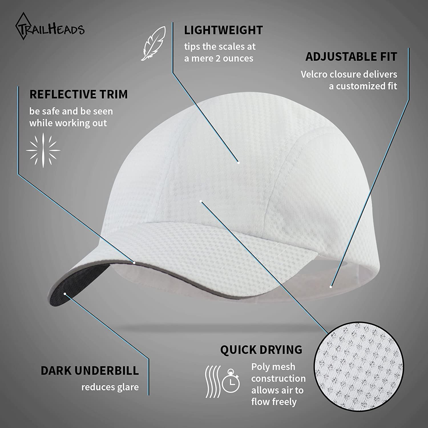 The lightweight sport cap for men quick dry TrailHeads Race Day Performance Running Hat 