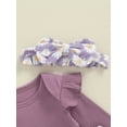 thumbnail image 6 of Suealasg 3Pcs Newborn Baby Girl Fall Outfits Long Sleeve Ribbed Romper + Suspender Skirt + Headband Set Set 3 6 9 12 18 Months Infant Girls Cute Clothes, 6 of 7