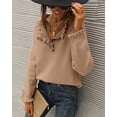 thumbnail image 2 of BTFBM Womens Sweaters Fall Winter Clothes Long Sleeve Button Down Ruffle Crew Neck Casual Knitted Pullover Tops, 2 of 7