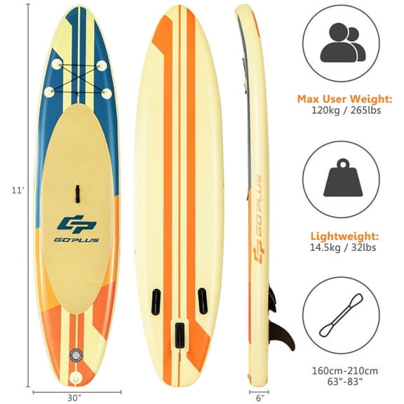 Spaco Inflatable Stand Up Paddle Board Surfboard with Bag Aluminum Paddle and Hand Pump-L, Wide Stable Design, Non-Slip Comfort Deck for Youth & Adults