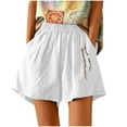 thumbnail image 2 of AXXD Womens Shorts Athletic White High Waisted Linen Shorts Summer Linen Embroidery Short Wide Leg Shorts With Pockets Mother's Day, 2 of 9