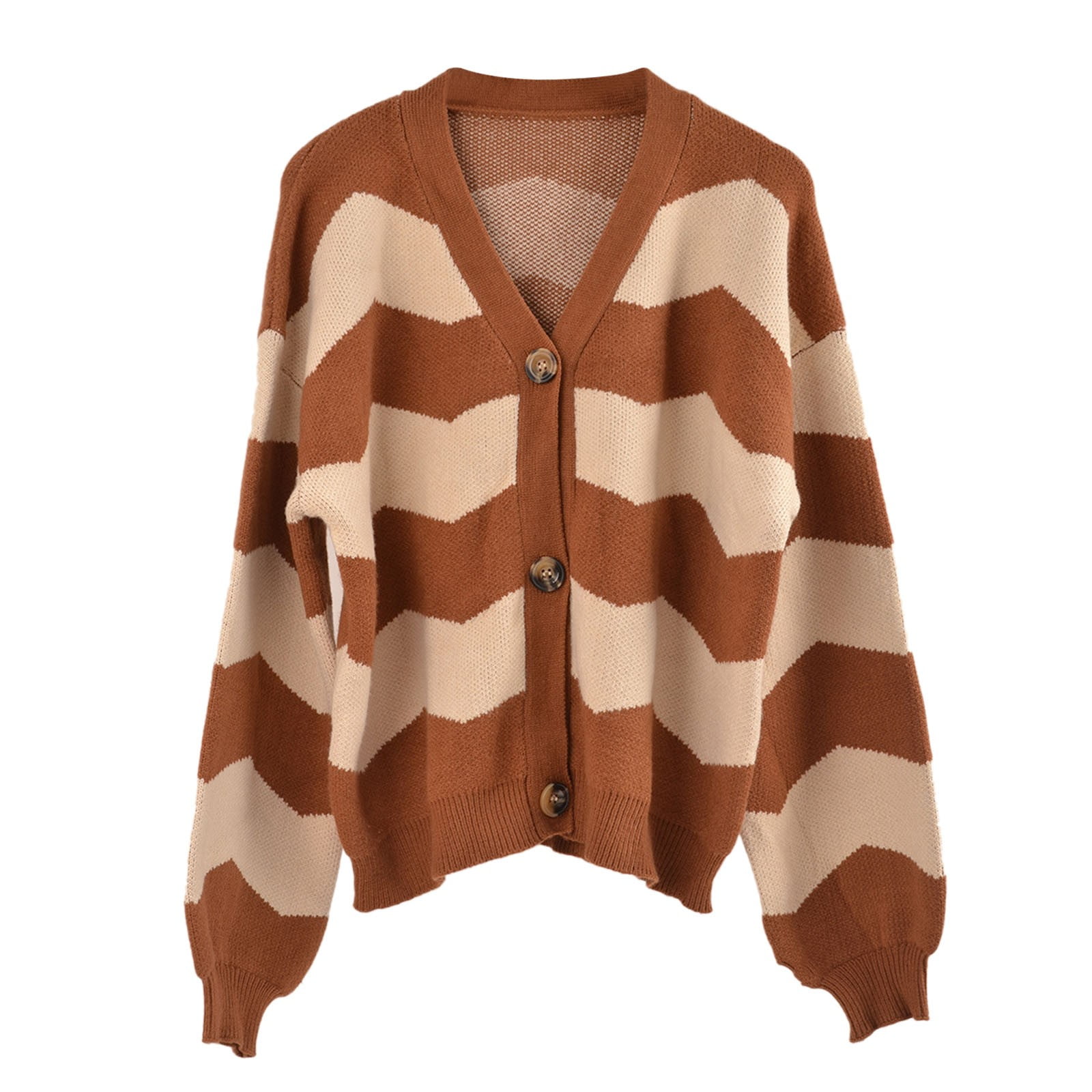 Solid Color Loose Fitting Long Cardigan Knitted Jacket Button
