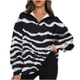 thumbnail image 2 of Women Clothing Womens Quarter Zip Pullover Long Sleeve Womens Tops Fall Tops for Women Womens Tops Dressy Casual Winter Sweaters for Women Turndown Collar Sweatshirt with Pocket, 2 of 6