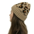 thumbnail image 2 of Herrnalise Women Casual Leopard Stitching Outdoor Plush Hats Crochet Knit Beanie Cap, 2 of 4