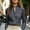 Dark Gray, variant on Women Solid Flax Linen Stand Split V Collar Hidden Placket Long Sleeve Blouse Loose Tailored Casual Business Office Shirts All Season Womens Daily Party Tops S-XXL