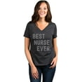 thumbnail image 2 of Thread Tank Best Nurse Ever Women's Relaxed V-Neck T-Shirt Tee Charcoal Large, 2 of 6