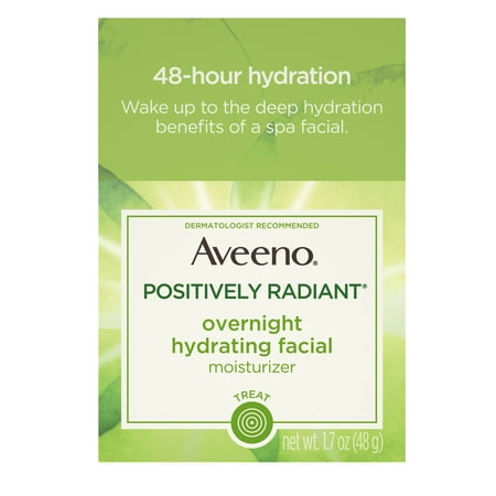 Aveeno Positively Radiant Overnight Moisturizer, Soy Extract, 1.7 (Best Over The Counter Moisturizer For Rosacea)