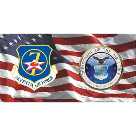 212 Main LPO6371 6 x 12 in. Northwest Pacific 7th Air Force Command on U.S. Flag Photo License Plate