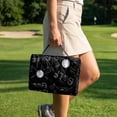 thumbnail image 3 of COEQINE Quilted Golf Cart Seat Cover, Folds Like a Bag with Handle for Easy Carry, Universal Fit 51.2"x30.3" for EZGO Yamaha Club Car 2-Seaters, 4 Pockets, Golf Pattern Black, 3 of 8