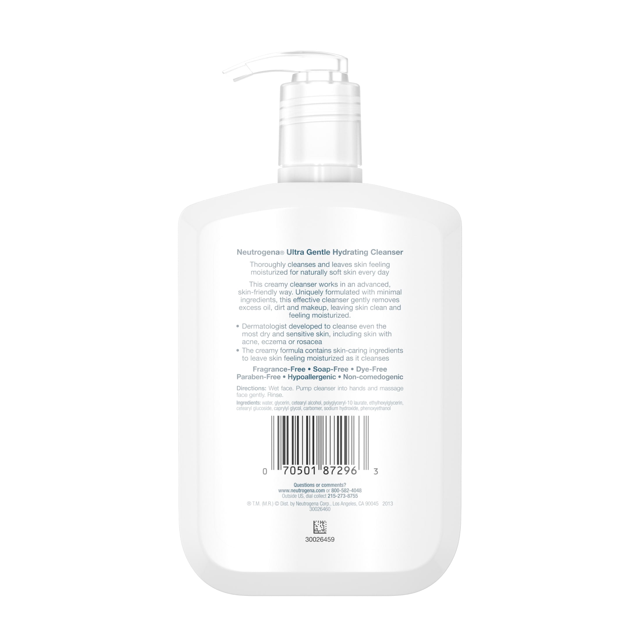 (2 pack) Neutrogena Ultra Gentle Hydrating Creamy Facial Cleanser, 12 fl. oz