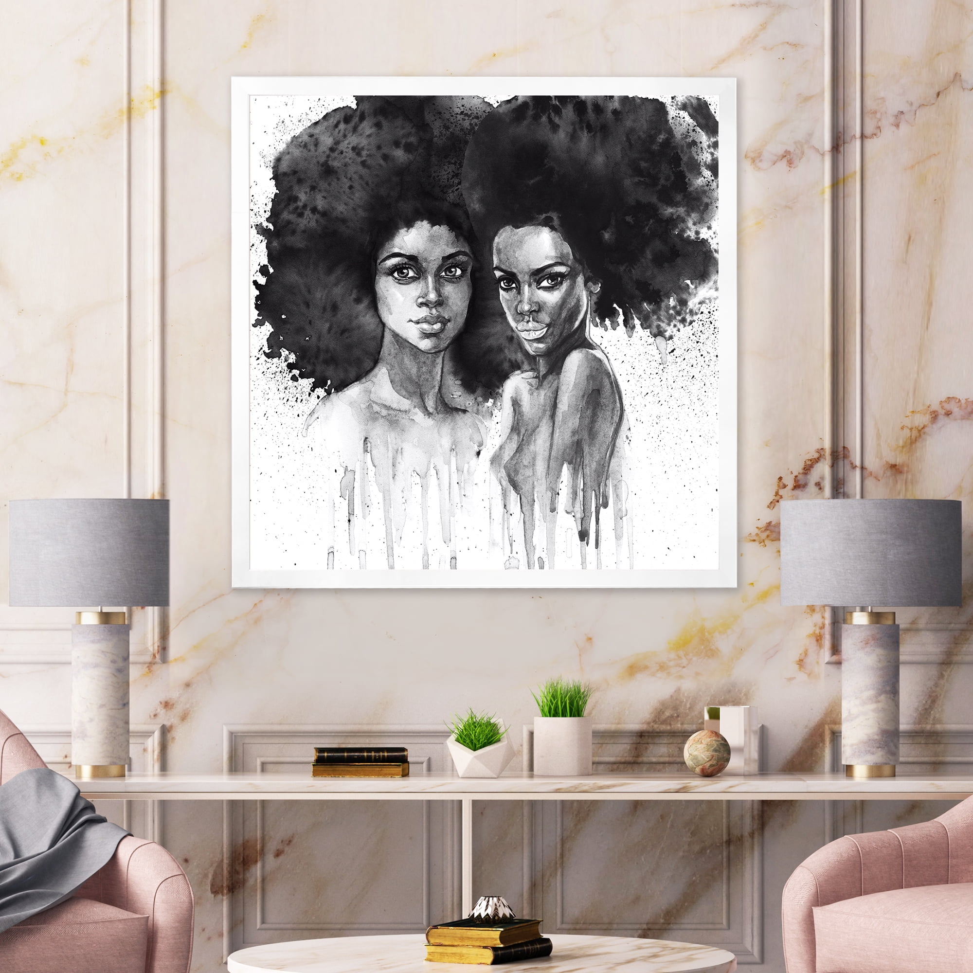 Designart 'Portrait of Afro American Woman XI' Modern Framed Art Print