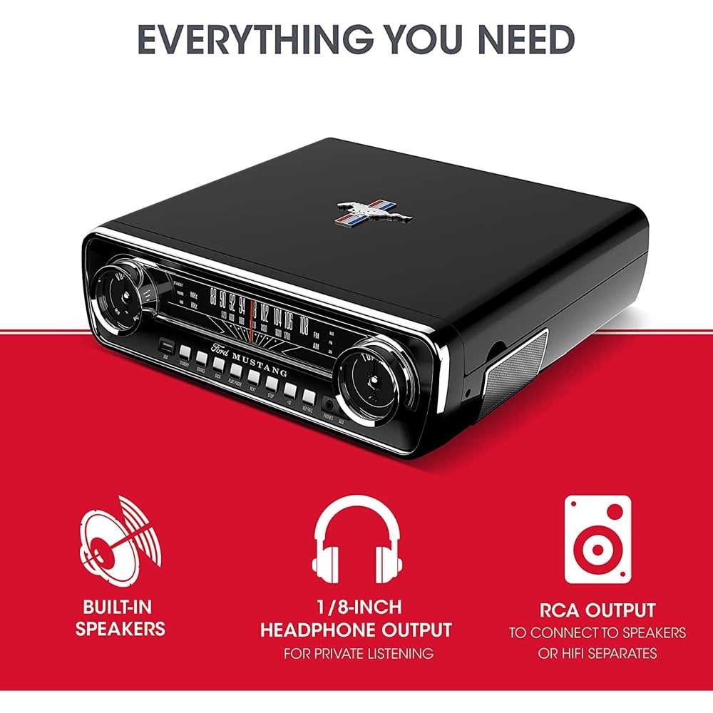 ION IT69BK Mustang LP 4-In-1 Classic Car-Styled Music Center
