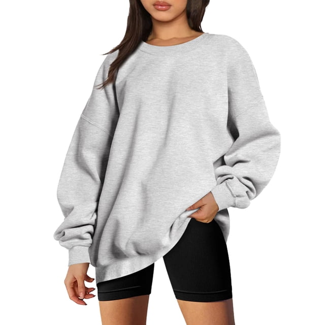 UANWENN Womens Autumn and Winter Loose Top Solid Color Shoulder Sleeve Hoodless Pullover Sweatshirt Sweater Drawstring Zip up Jacket Ladies Light Hoodie Full Hand Workout Top Fashion Hoodies Women